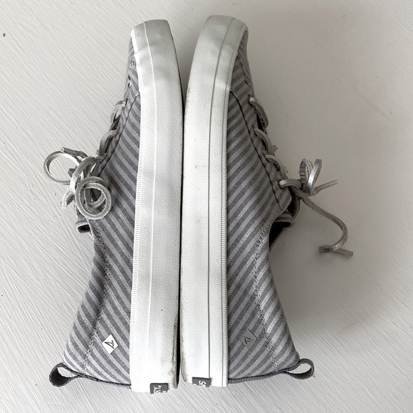 NEW SPERRY Crest Vibe Gray Metallic Stripe Memory Foam Top-Sider Shoes in Box - Picture 12 of 17